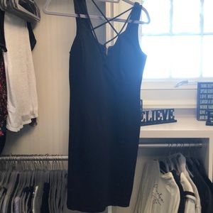 Black Mini Dress with Cross Pattern on Chest